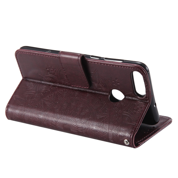 For Huawei P smart Totem Flower Embossed Horizontal Flip TPU + PU Leather Case with Holder & Card Slots & Wallet