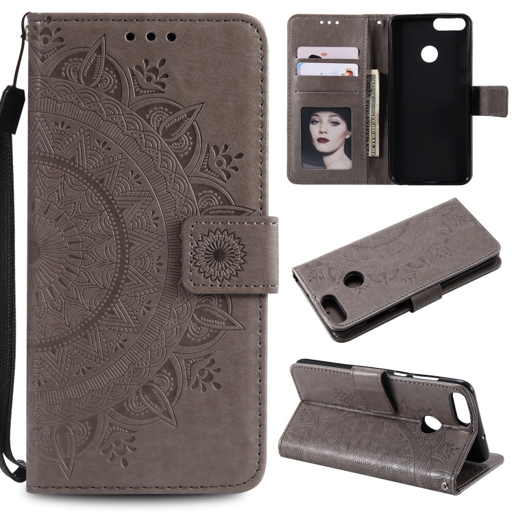 For Huawei P smart Totem Flower Embossed Horizontal Flip TPU + PU Leather Case with Holder & Card Slots & Wallet