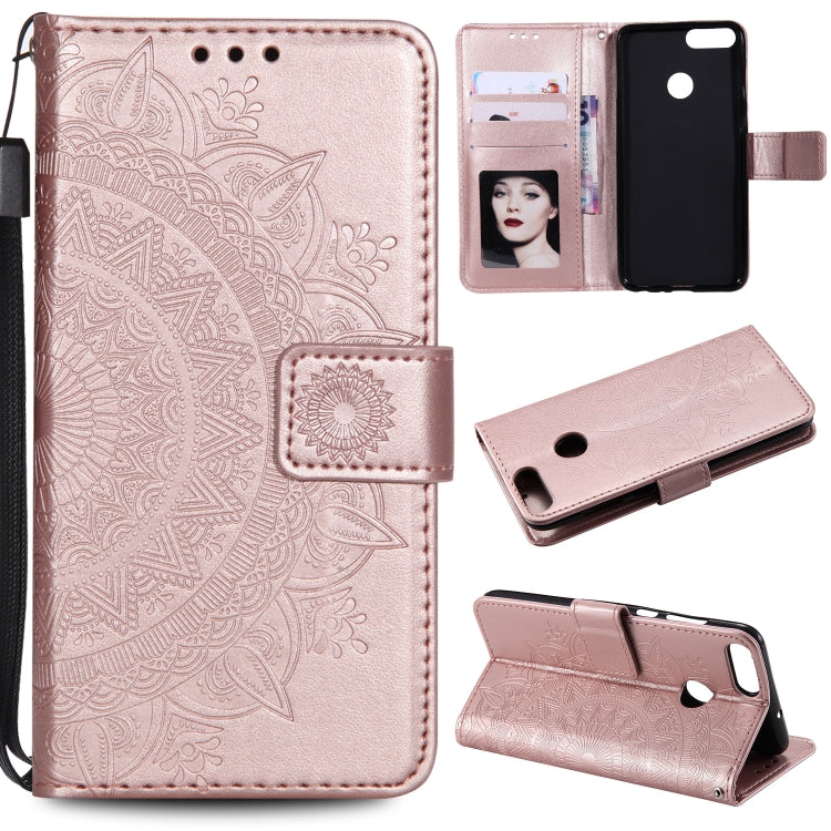 For Huawei P smart Totem Flower Embossed Horizontal Flip TPU + PU Leather Case with Holder & Card Slots & Wallet