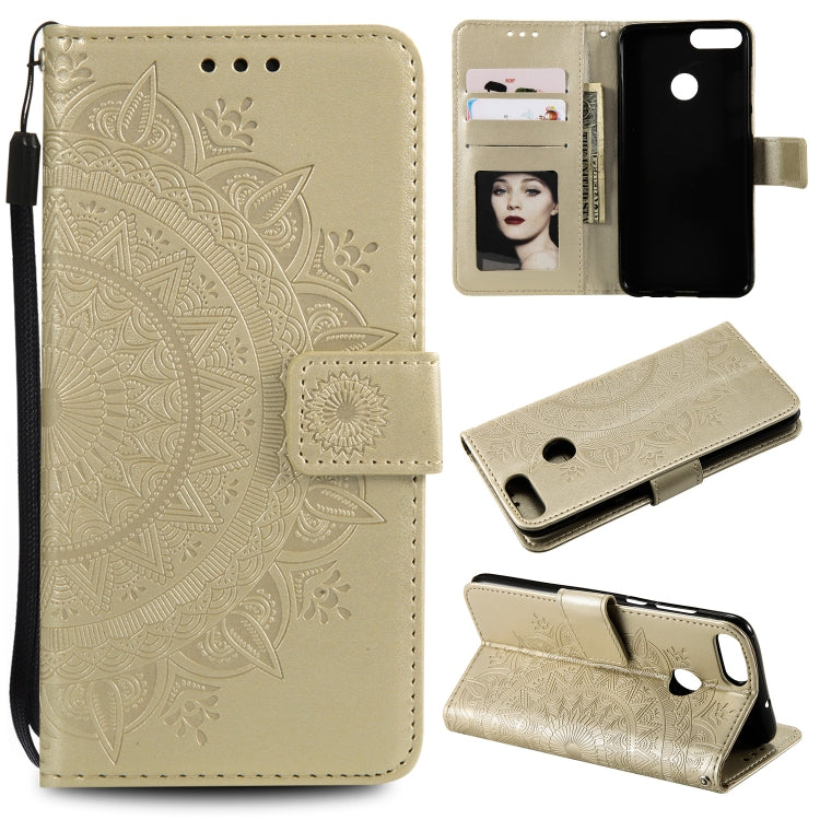 For Huawei P smart Totem Flower Embossed Horizontal Flip TPU + PU Leather Case with Holder & Card Slots & Wallet