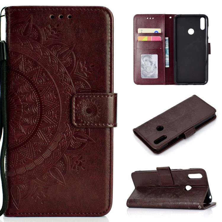 For Huawei Y7 (2019) Totem Flower Embossed Horizontal Flip TPU + PU Leather Case with Holder & Card Slots & Wallet