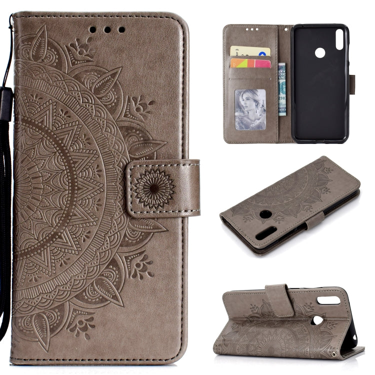 For Huawei Y7 (2019) Totem Flower Embossed Horizontal Flip TPU + PU Leather Case with Holder & Card Slots & Wallet