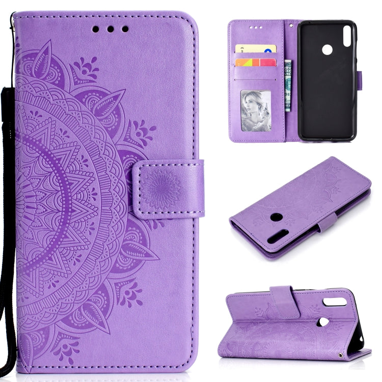 For Huawei Y7 (2019) Totem Flower Embossed Horizontal Flip TPU + PU Leather Case with Holder & Card Slots & Wallet