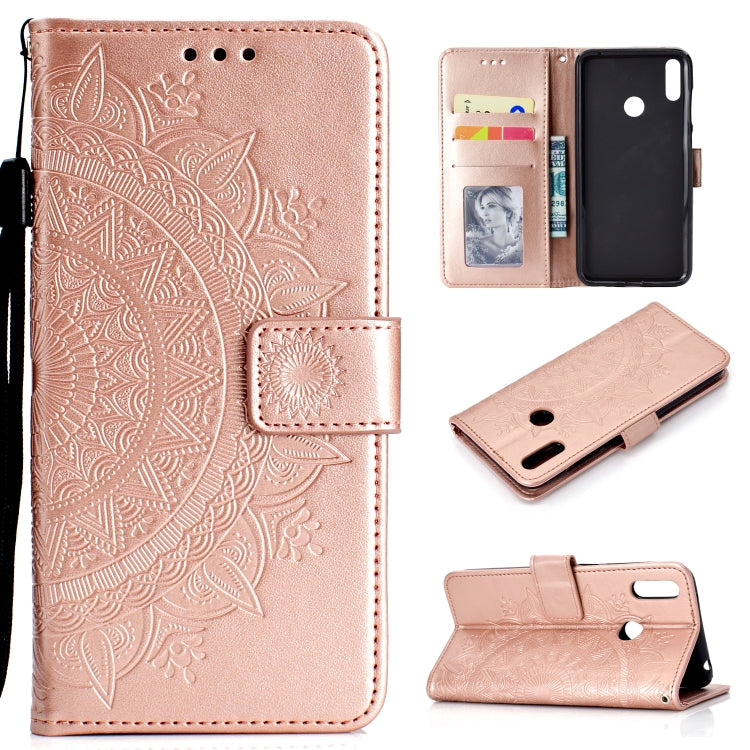For Huawei Y7 (2019) Totem Flower Embossed Horizontal Flip TPU + PU Leather Case with Holder & Card Slots & Wallet