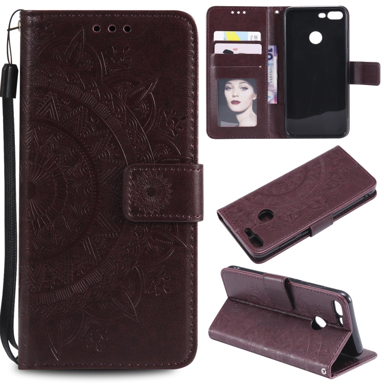 For Huawei Honor 9 Lite Totem Flower Embossed Horizontal Flip TPU + PU Leather Case with Holder & Card Slots & Wallet