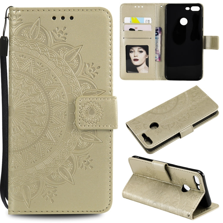 For Huawei Honor 9 Lite Totem Flower Embossed Horizontal Flip TPU + PU Leather Case with Holder & Card Slots & Wallet