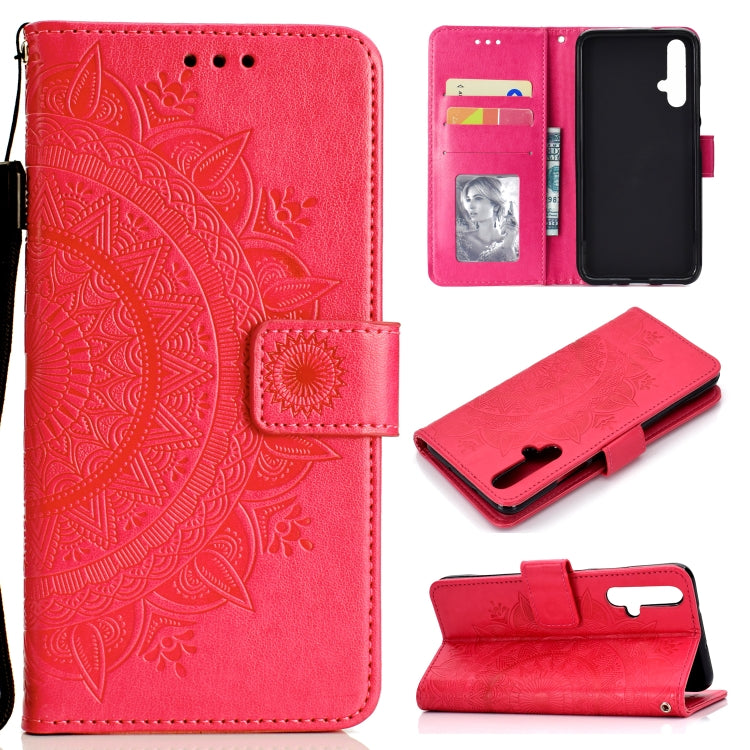 For Huawei Honor 20 Totem Flower Embossed Horizontal Flip TPU + PU Leather Case with Holder & Card Slots & Wallet