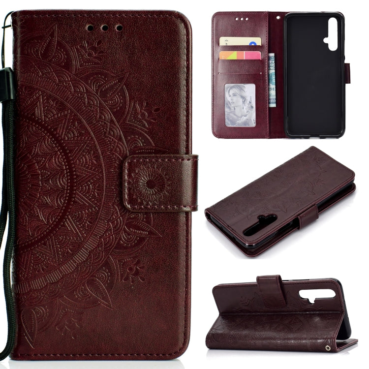 For Huawei Honor 20 Totem Flower Embossed Horizontal Flip TPU + PU Leather Case with Holder & Card Slots & Wallet