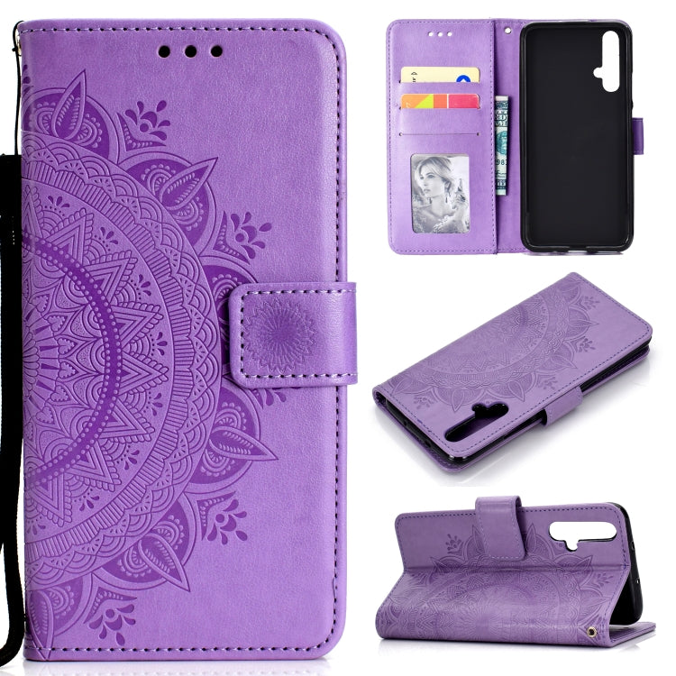 For Huawei Honor 20 Totem Flower Embossed Horizontal Flip TPU + PU Leather Case with Holder & Card Slots & Wallet