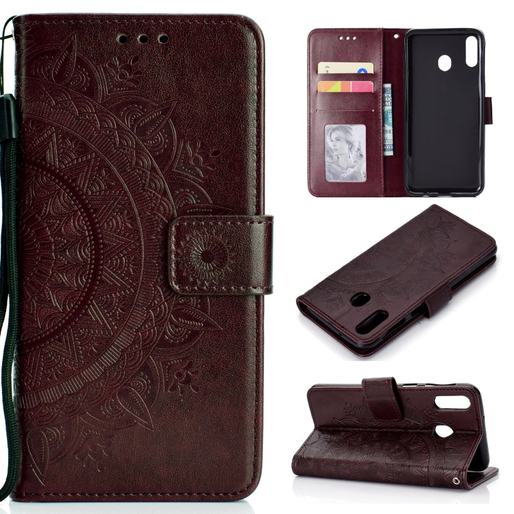 For Huawei Y6p Totem Flower Embossed Horizontal Flip TPU + PU Leather Case with Holder & Card Slots & Wallet