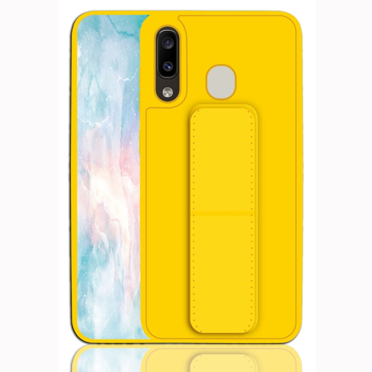 For Galaxy A20 / A30 Shockproof PC + TPU Protective Case with Wristband & Holder