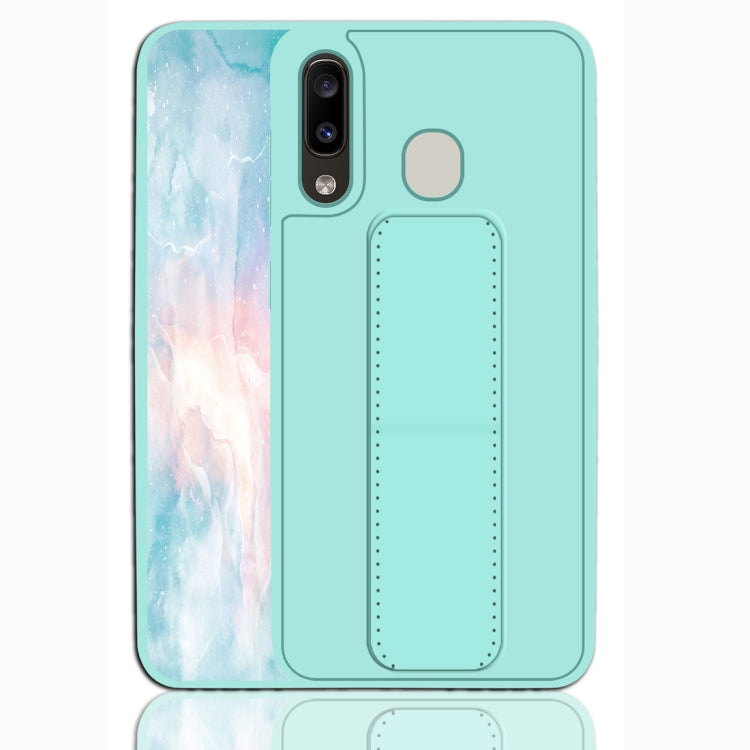 For Galaxy A20 / A30 Shockproof PC + TPU Protective Case with Wristband & Holder
