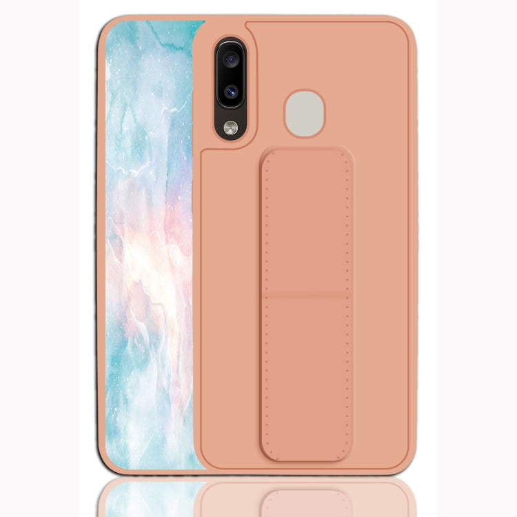 For Galaxy A20 / A30 Shockproof PC + TPU Protective Case with Wristband & Holder