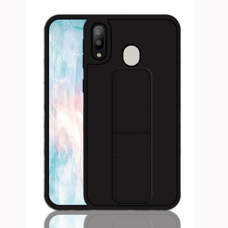 For Galaxy M20 Shockproof PC + TPU Protective Case with Wristband & Holder