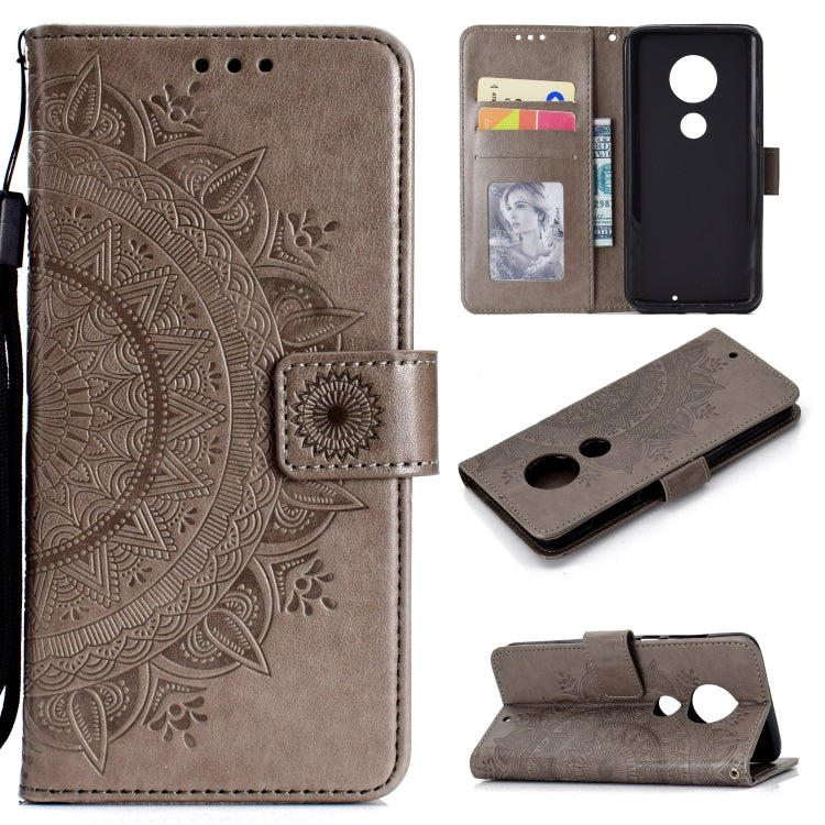 For Motorola Moto G7 Totem Flower Embossed Horizontal Flip TPU + PU Leather Case with Holder & Card Slots & Wallet