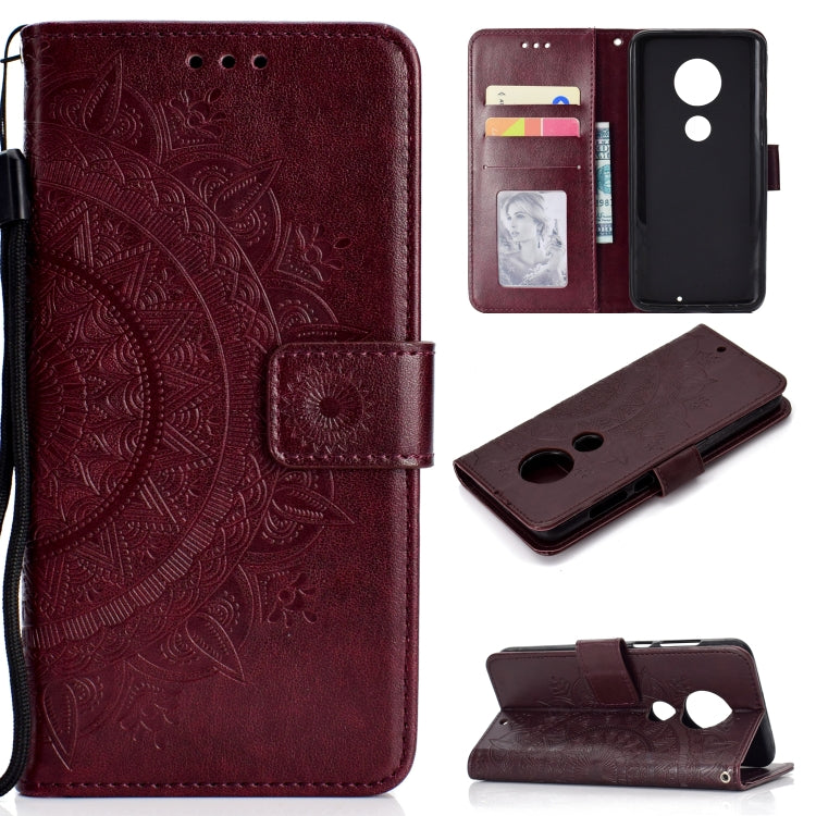 For Motorola Moto G7 Totem Flower Embossed Horizontal Flip TPU + PU Leather Case with Holder & Card Slots & Wallet