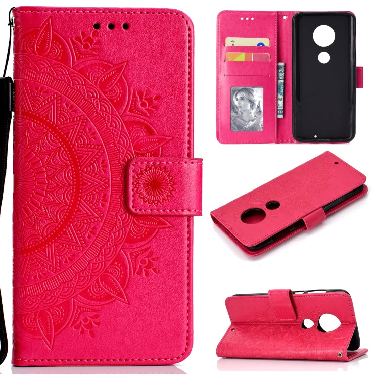 For Motorola Moto G7 Totem Flower Embossed Horizontal Flip TPU + PU Leather Case with Holder & Card Slots & Wallet