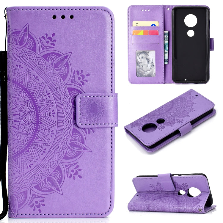 For Motorola Moto G7 Totem Flower Embossed Horizontal Flip TPU + PU Leather Case with Holder & Card Slots & Wallet