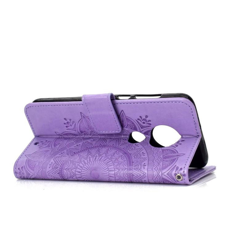 For Motorola Moto G7 Totem Flower Embossed Horizontal Flip TPU + PU Leather Case with Holder & Card Slots & Wallet