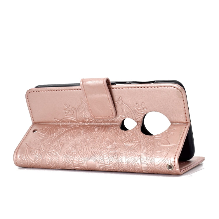 For Motorola Moto G7 Totem Flower Embossed Horizontal Flip TPU + PU Leather Case with Holder & Card Slots & Wallet