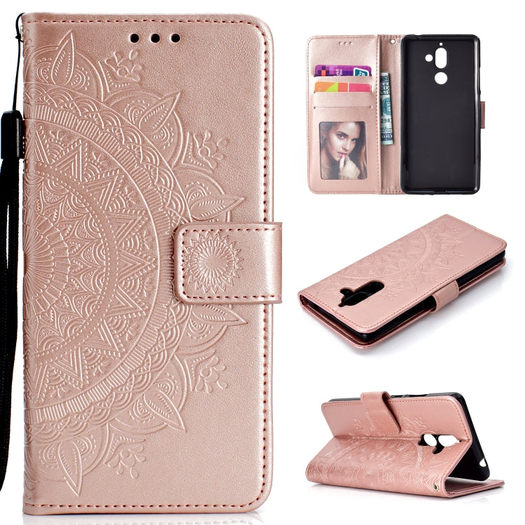 For Nokia 7 Plus Totem Flower Embossed Horizontal Flip TPU + PU Leather Case with Holder & Card Slots & Wallet