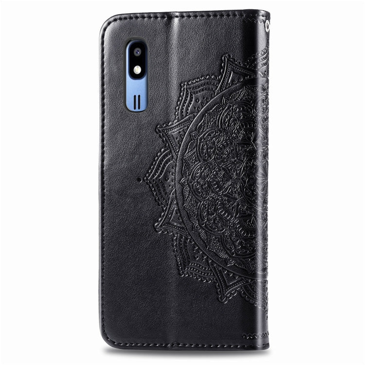 For Galaxy A2 Core Halfway Mandala Embossing Pattern Horizontal Flip Leather Case with Holder & Card Slots & Wallet & Lanyard