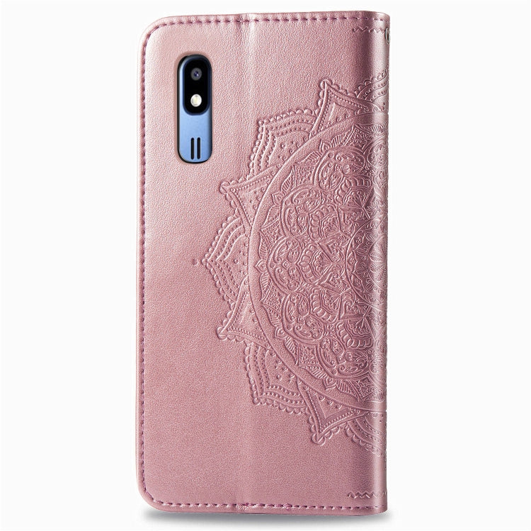 For Galaxy A2 Core Halfway Mandala Embossing Pattern Horizontal Flip Leather Case with Holder & Card Slots & Wallet & Lanyard