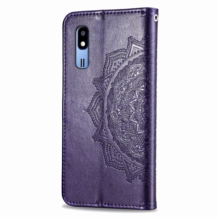 For Galaxy A2 Core Halfway Mandala Embossing Pattern Horizontal Flip Leather Case with Holder & Card Slots & Wallet & Lanyard