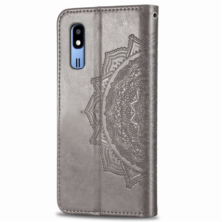 For Galaxy A2 Core Halfway Mandala Embossing Pattern Horizontal Flip Leather Case with Holder & Card Slots & Wallet & Lanyard