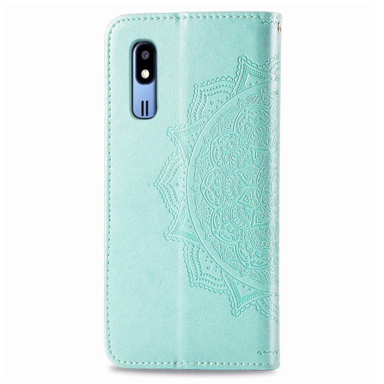 For Galaxy A2 Core Halfway Mandala Embossing Pattern Horizontal Flip Leather Case with Holder & Card Slots & Wallet & Lanyard