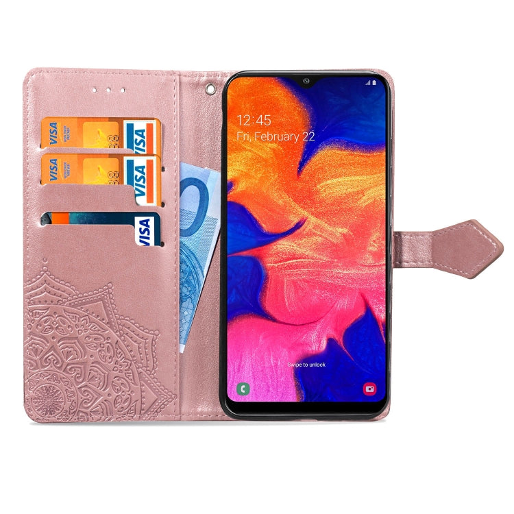 For Galaxy A10 Halfway Mandala Embossing Pattern Horizontal Flip Leather Case with Holder & Card Slots & Wallet & Lanyard
