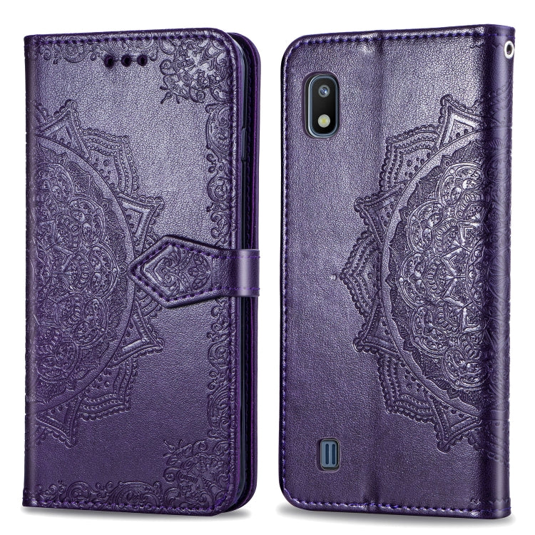 For Galaxy A10 Halfway Mandala Embossing Pattern Horizontal Flip Leather Case with Holder & Card Slots & Wallet & Lanyard