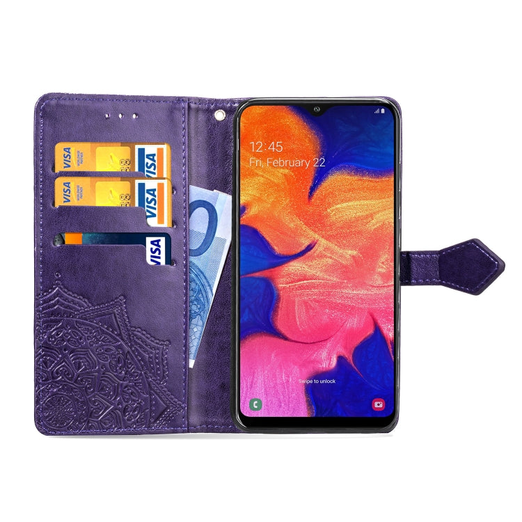 For Galaxy A10 Halfway Mandala Embossing Pattern Horizontal Flip Leather Case with Holder & Card Slots & Wallet & Lanyard