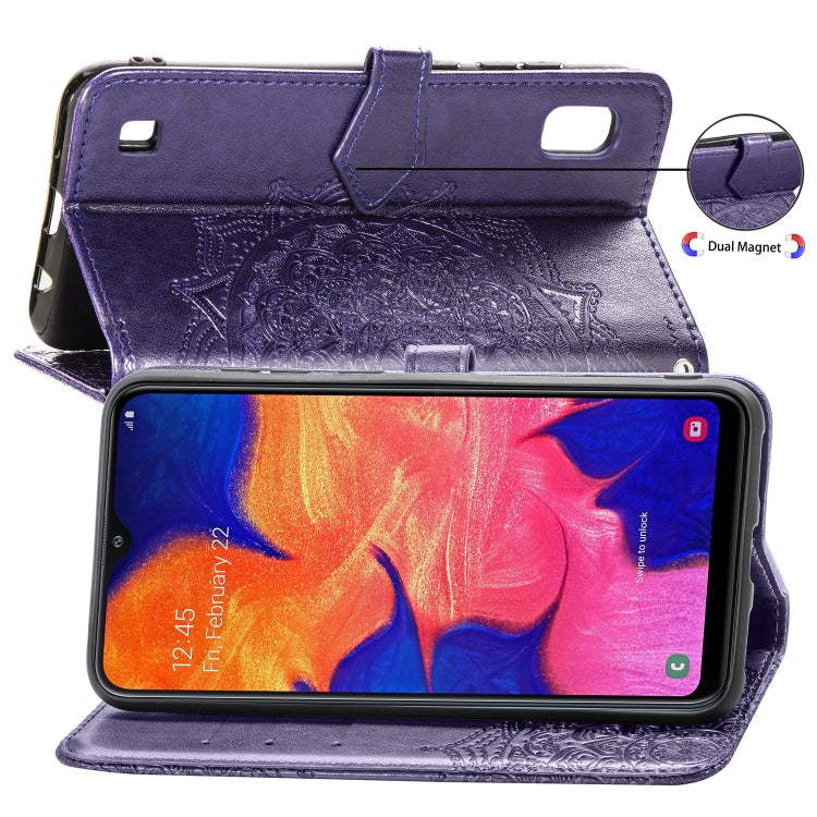 For Galaxy A10 Halfway Mandala Embossing Pattern Horizontal Flip Leather Case with Holder & Card Slots & Wallet & Lanyard