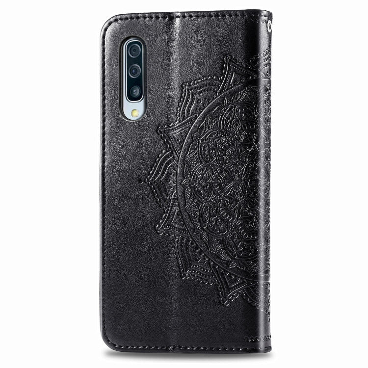 For Galaxy A30s Halfway Mandala Embossing Pattern Horizontal Flip Leather Case with Holder & Card Slots & Wallet & Lanyard