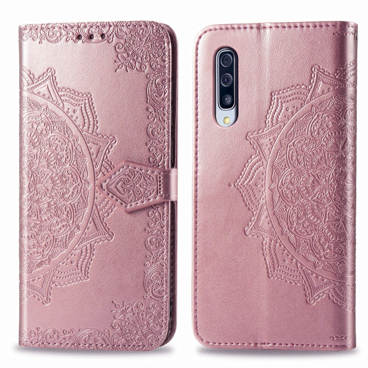 For Galaxy A30s Halfway Mandala Embossing Pattern Horizontal Flip Leather Case with Holder & Card Slots & Wallet & Lanyard