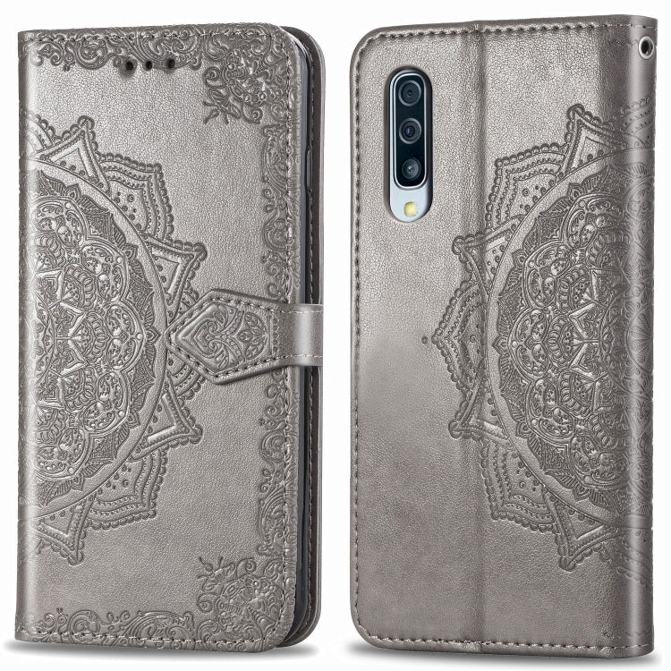 For Galaxy A30s Halfway Mandala Embossing Pattern Horizontal Flip Leather Case with Holder & Card Slots & Wallet & Lanyard