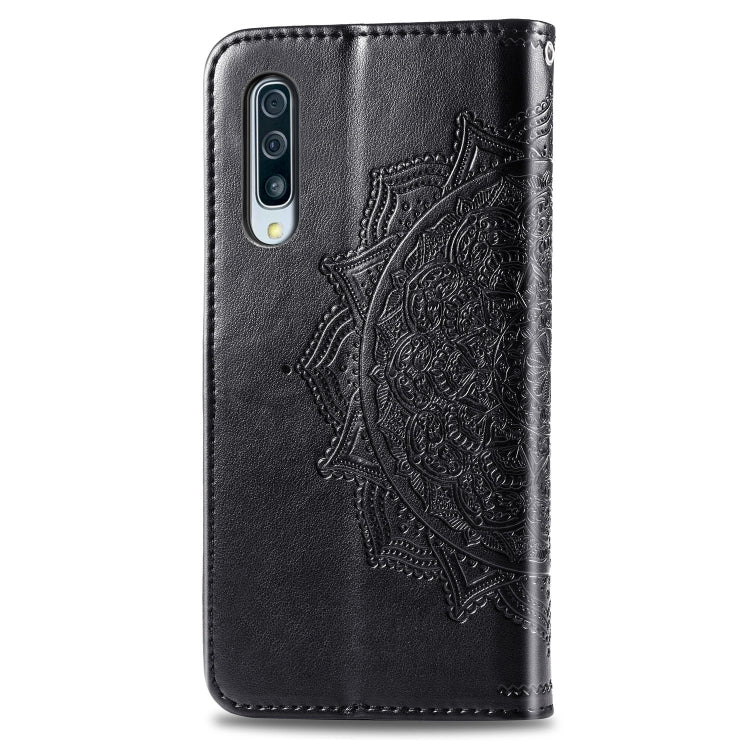 For Galaxy A50 Halfway Mandala Embossing Pattern Horizontal Flip Leather Case with Holder & Card Slots & Wallet & Lanyard