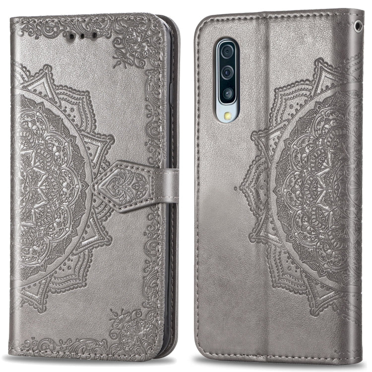 For Galaxy A50 Halfway Mandala Embossing Pattern Horizontal Flip Leather Case with Holder & Card Slots & Wallet & Lanyard
