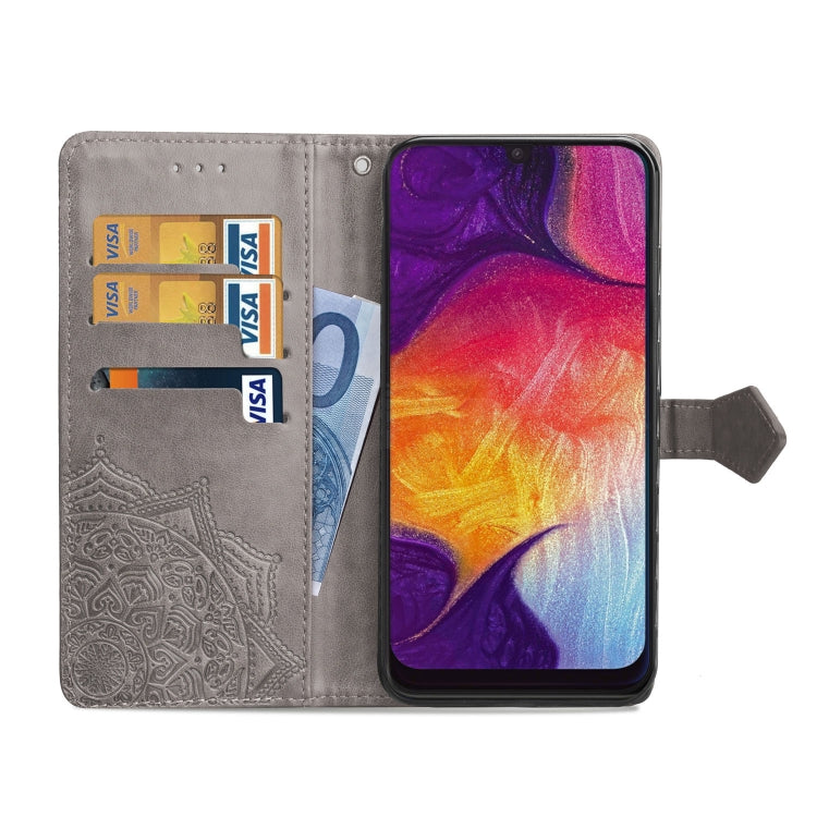 For Galaxy A50 Halfway Mandala Embossing Pattern Horizontal Flip Leather Case with Holder & Card Slots & Wallet & Lanyard