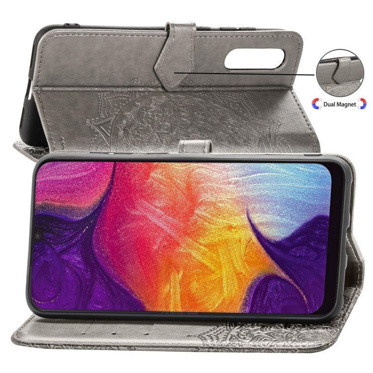 For Galaxy A50 Halfway Mandala Embossing Pattern Horizontal Flip Leather Case with Holder & Card Slots & Wallet & Lanyard