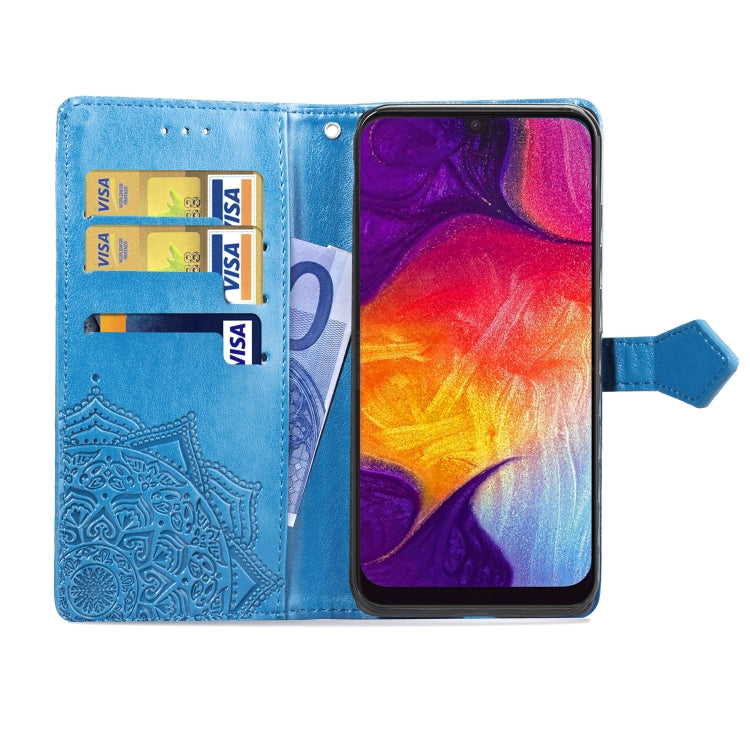 For Galaxy A50 Halfway Mandala Embossing Pattern Horizontal Flip Leather Case with Holder & Card Slots & Wallet & Lanyard