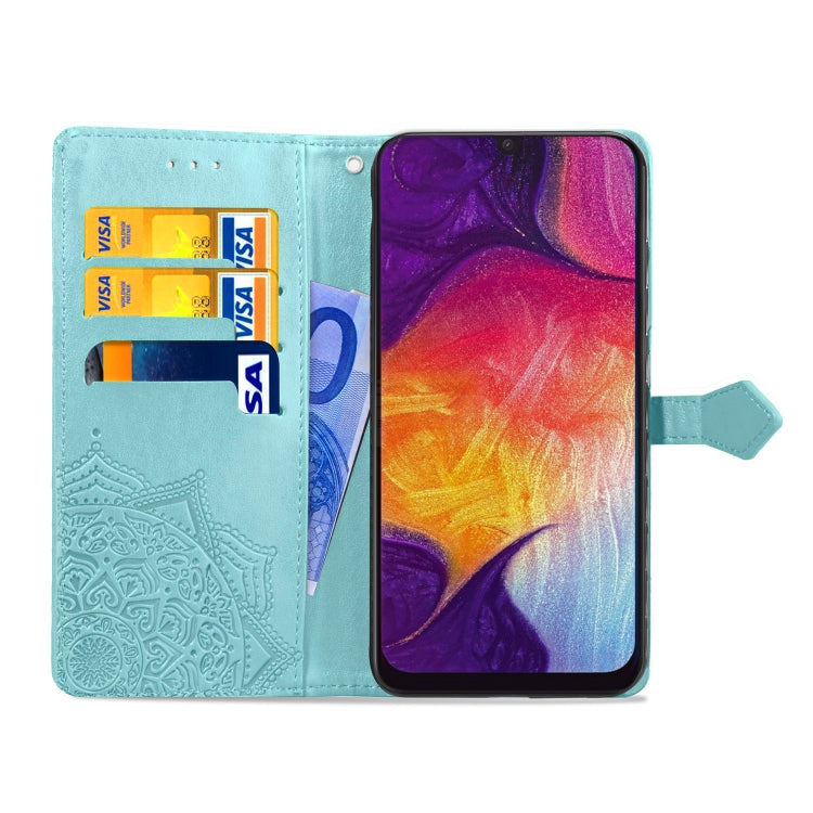 For Galaxy A50 Halfway Mandala Embossing Pattern Horizontal Flip Leather Case with Holder & Card Slots & Wallet & Lanyard