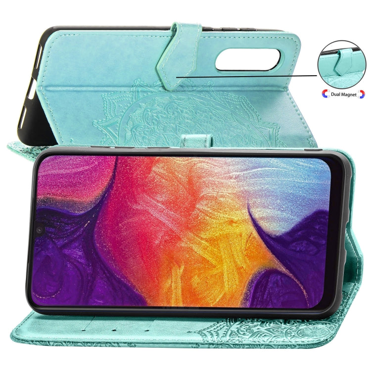 For Galaxy A50 Halfway Mandala Embossing Pattern Horizontal Flip Leather Case with Holder & Card Slots & Wallet & Lanyard