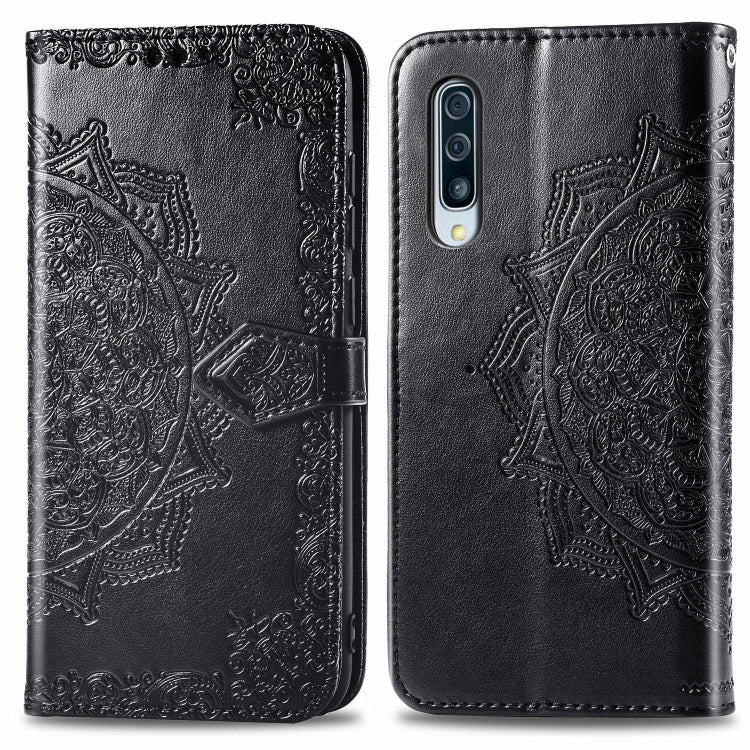 For Galaxy A50s Halfway Mandala Embossing Pattern Horizontal Flip Leather Case with Holder & Card Slots & Wallet & Lanyard