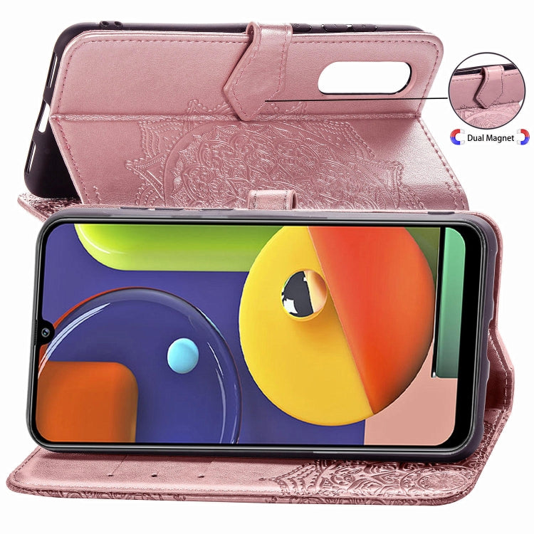 For Galaxy A50s Halfway Mandala Embossing Pattern Horizontal Flip Leather Case with Holder & Card Slots & Wallet & Lanyard