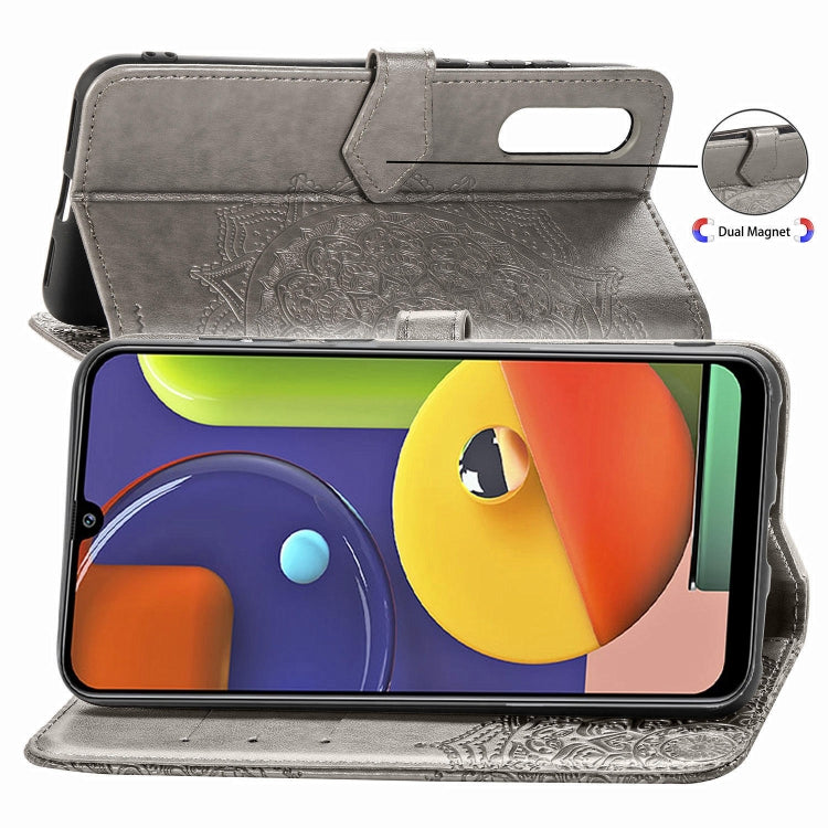 For Galaxy A50s Halfway Mandala Embossing Pattern Horizontal Flip Leather Case with Holder & Card Slots & Wallet & Lanyard
