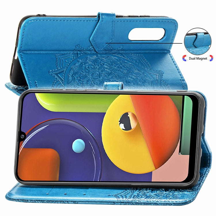 For Galaxy A50s Halfway Mandala Embossing Pattern Horizontal Flip Leather Case with Holder & Card Slots & Wallet & Lanyard