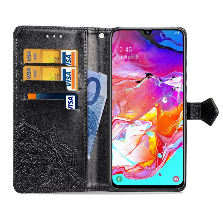 For Galaxy A70 Halfway Mandala Embossing Pattern Horizontal Flip Leather Case with Holder & Card Slots & Wallet & Lanyard