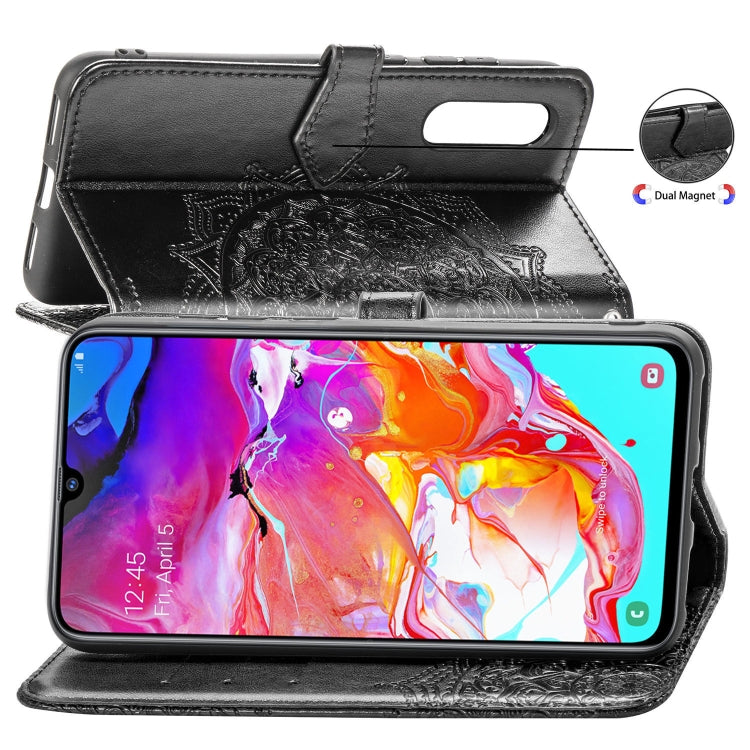 For Galaxy A70 Halfway Mandala Embossing Pattern Horizontal Flip Leather Case with Holder & Card Slots & Wallet & Lanyard
